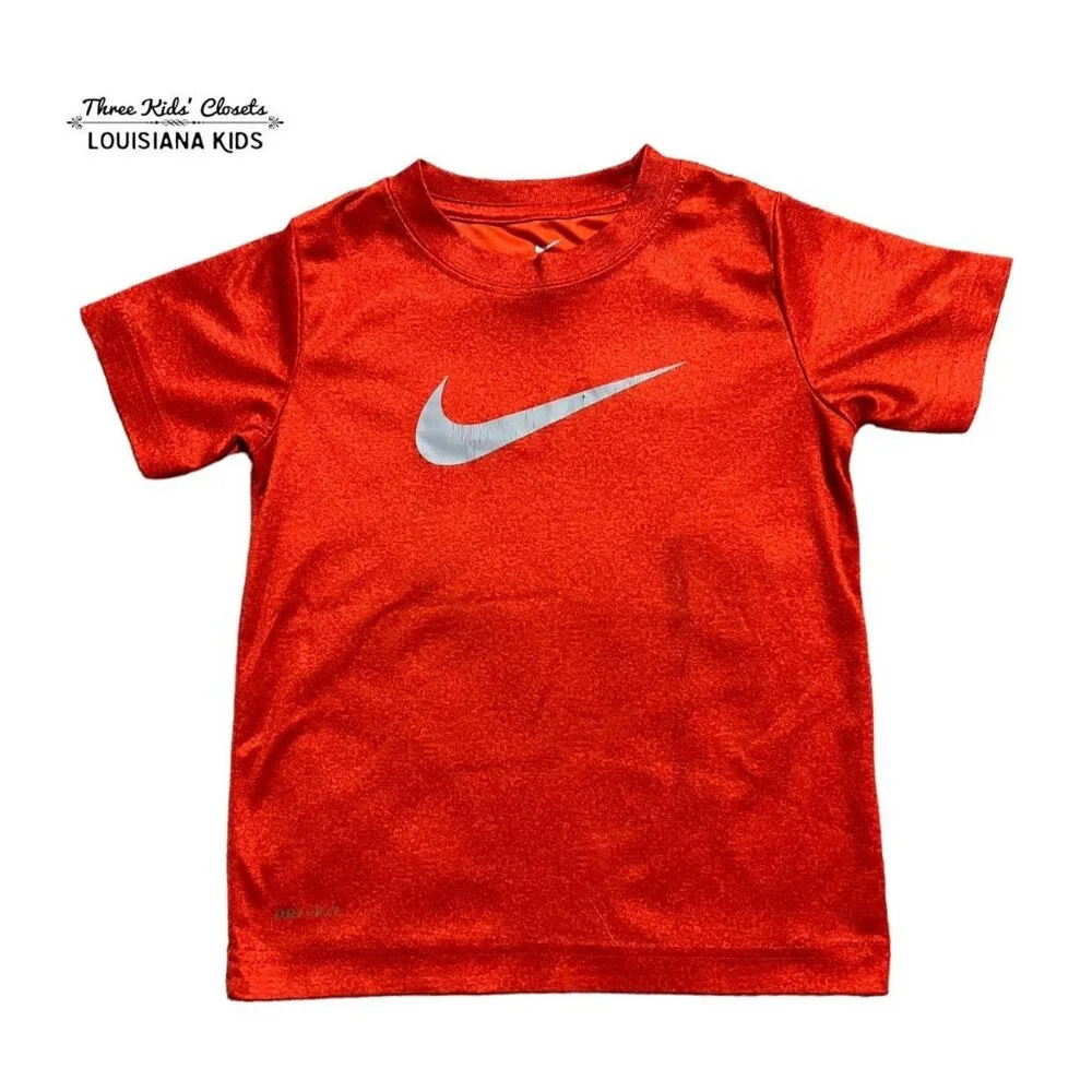 Nike Sz 4 Red Swoosh Logo Athletic Tee Shirt